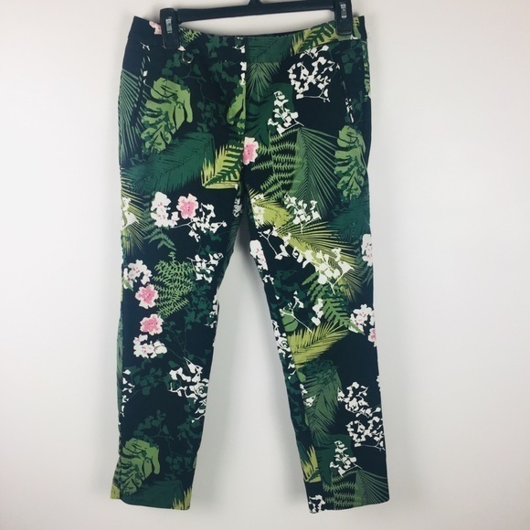 Adrianna Papell Cropped Floral Pants Sz 4 - Picture 1 of 7